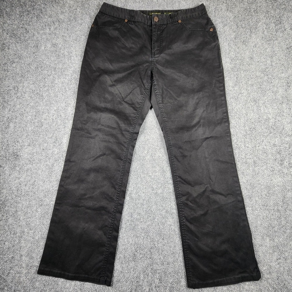 Eddie Bauer Black Stretch Twill Straight Leg Pants Womens Petite 10 Casual Work - Picture 1 of 8